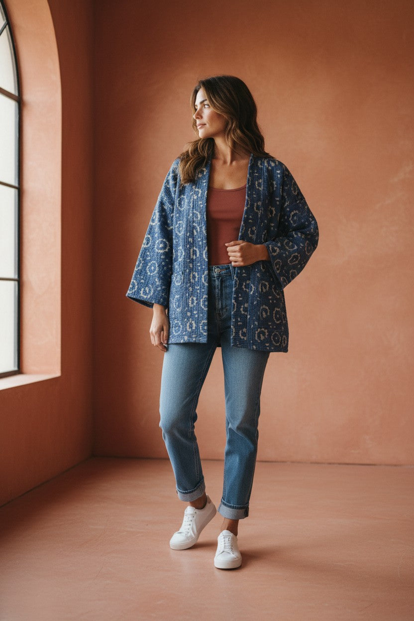 Royal Azraq – Cotton Kantha Reversible Jacket