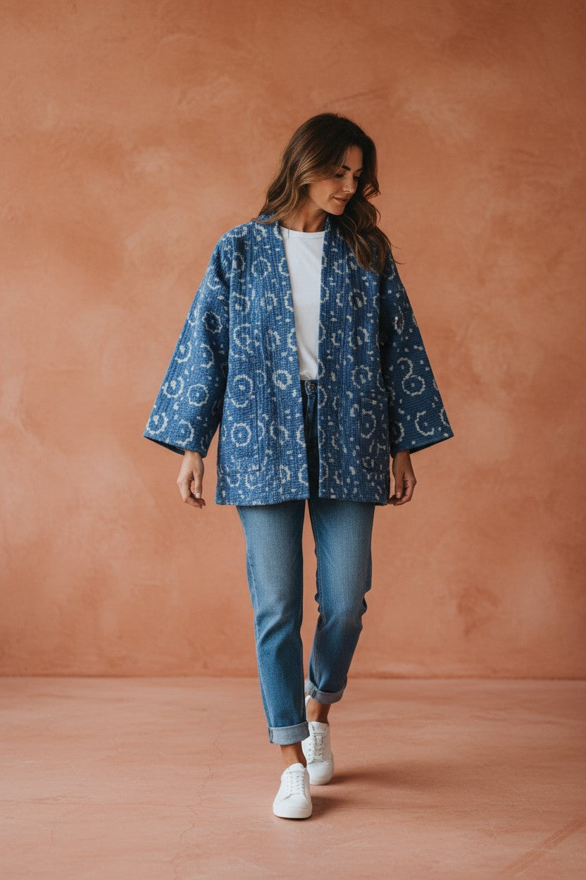 Royal Azraq – Cotton Kantha Reversible Jacket