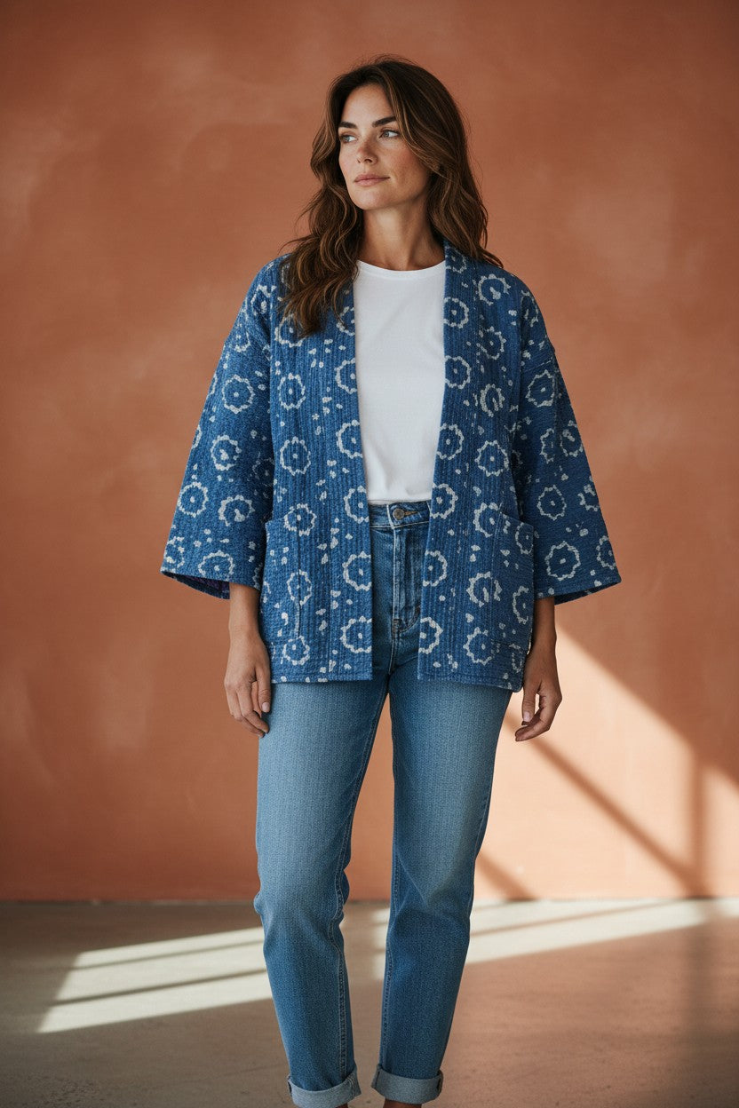 Royal Azraq – Cotton Kantha Reversible Jacket