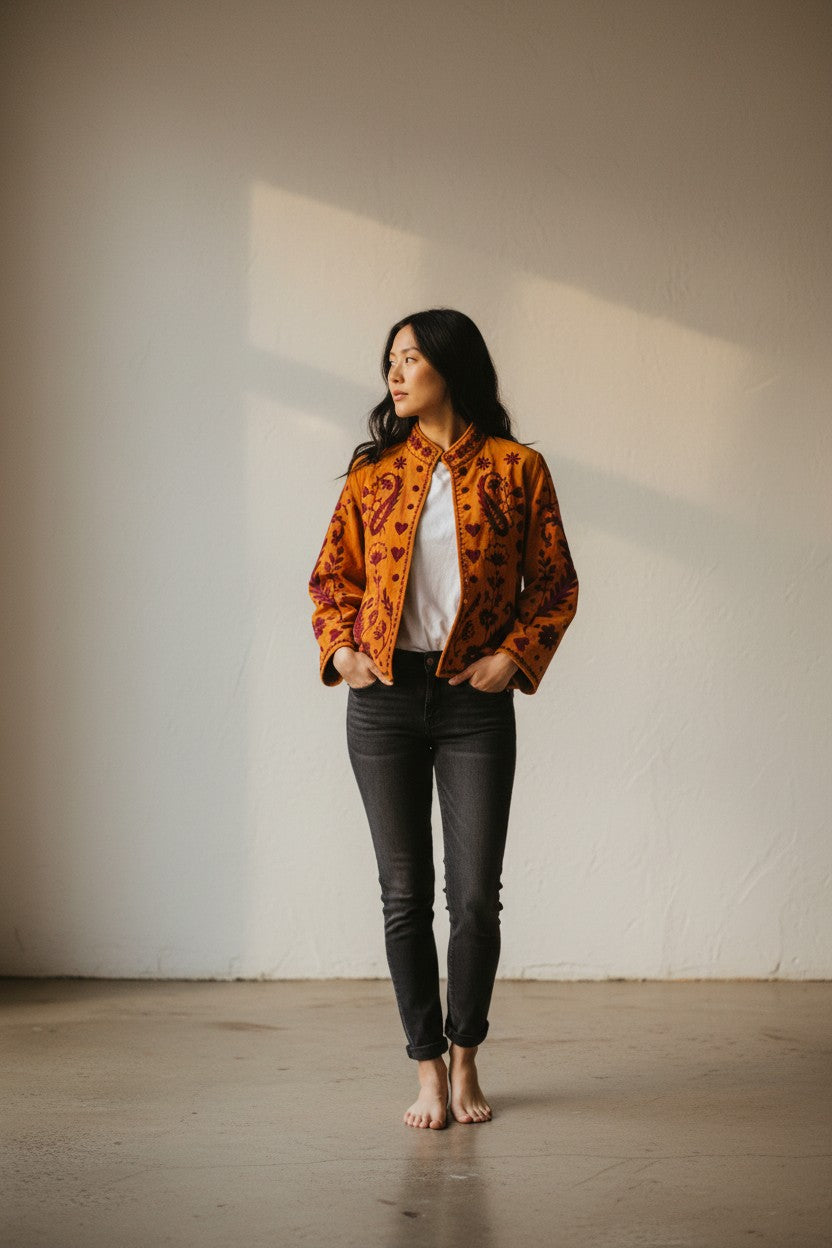 Sunset Paisley - Velvet Suzani Jacket