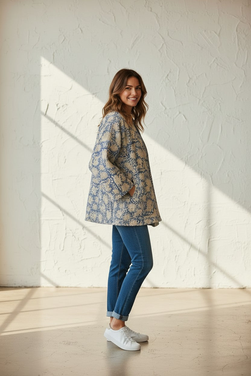 Blue Haveli – Cotton Kantha Reversible Jacket