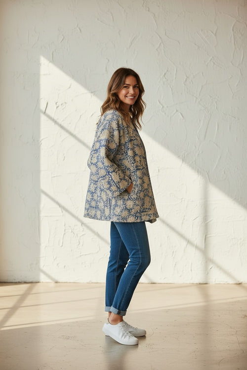 Blue Haveli – Cotton Kantha Reversible Jacket