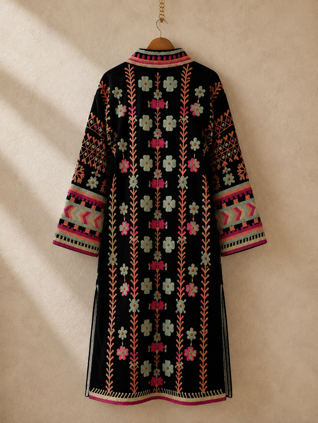 Midnight Yakh - Long Velvet Suzani Jacket