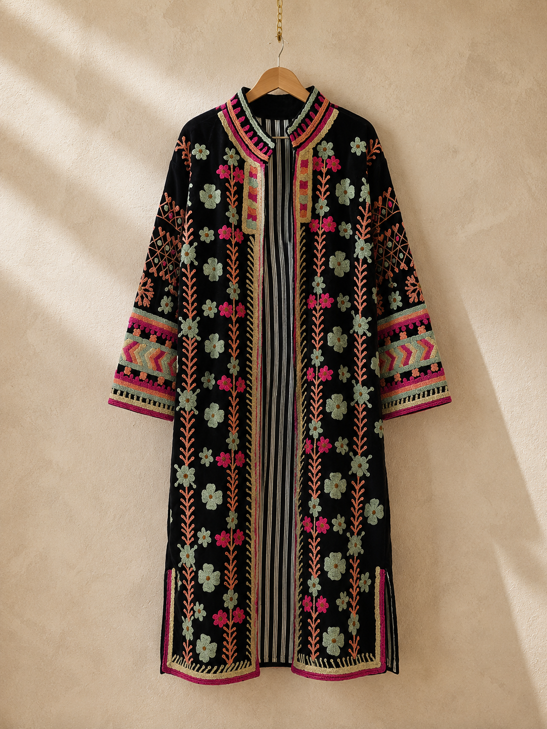 Midnight Yakh - Long Velvet Suzani Jacket