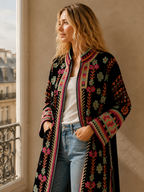 Midnight Yakh - Long Velvet Suzani Jacket