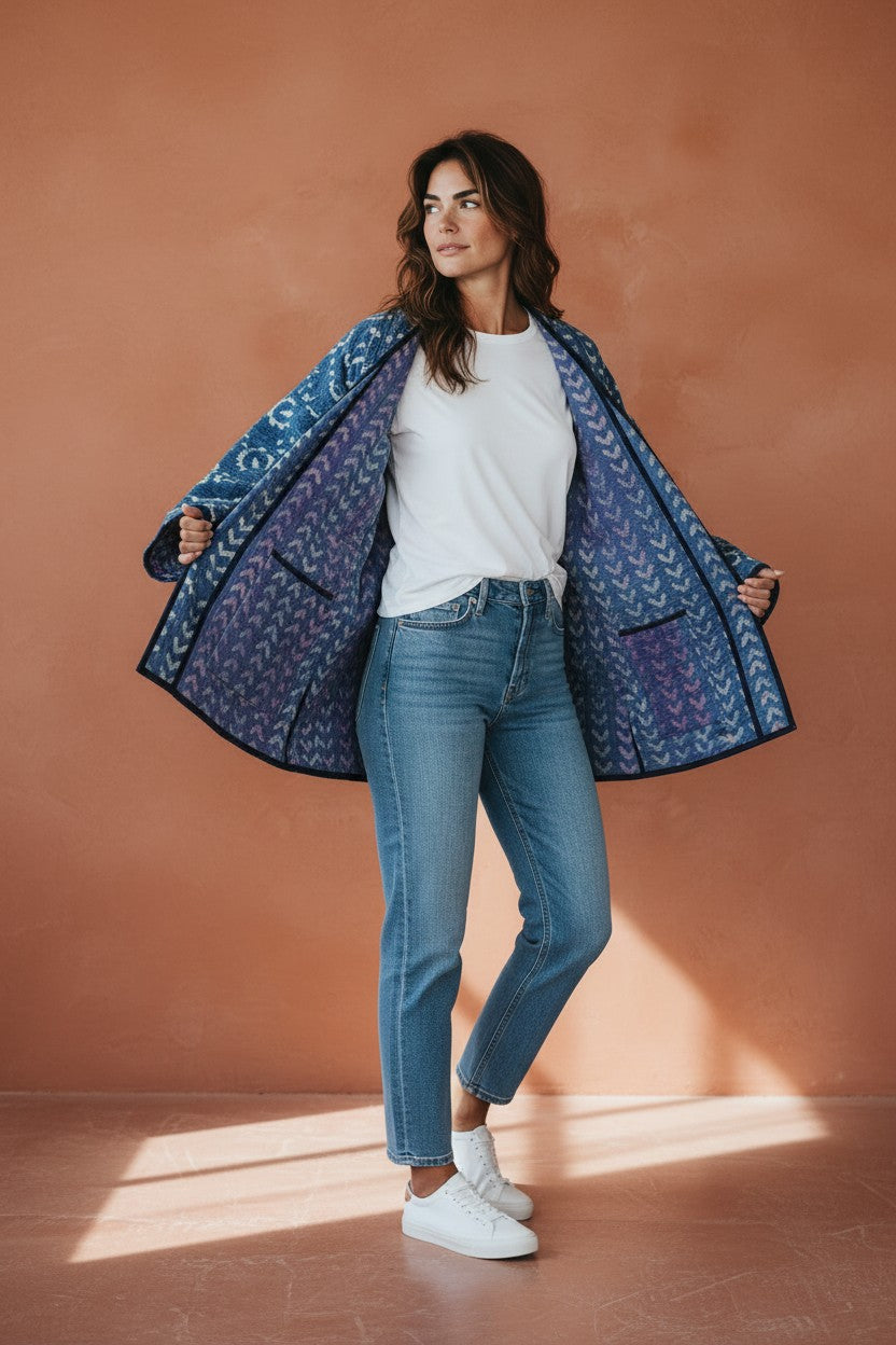 Royal Azraq – Cotton Kantha Reversible Jacket
