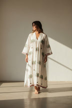 The Amalfi Palm - Handprinted Cotton Long Kaftan