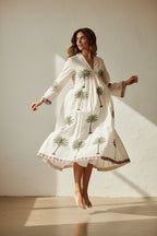 The Amalfi Palm - Handprinted Cotton Long Kaftan