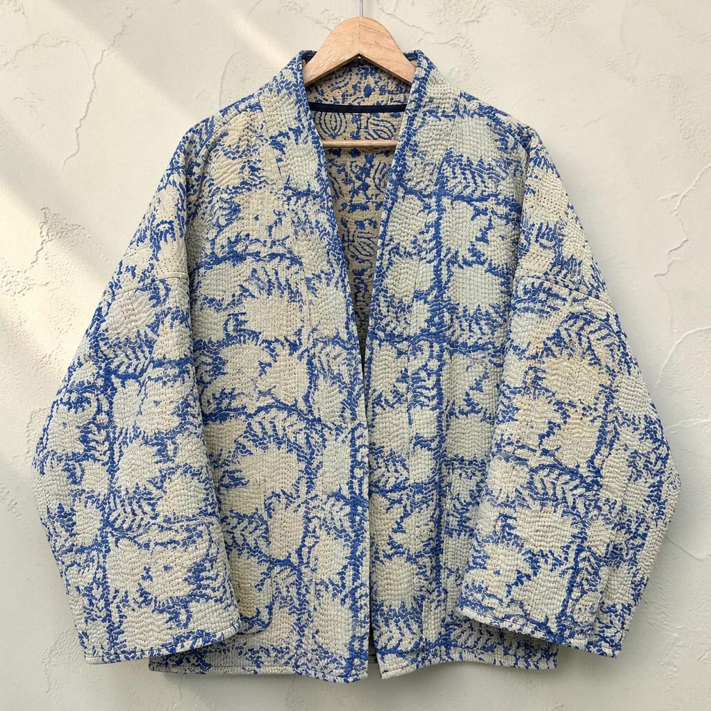 Blue Haveli – Cotton Kantha Reversible Jacket